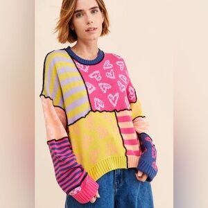 The Ragged Priest Patchwork Knit Sweater, XS
